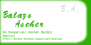 balazs ascher business card