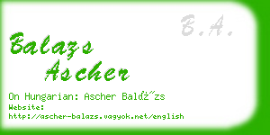 balazs ascher business card